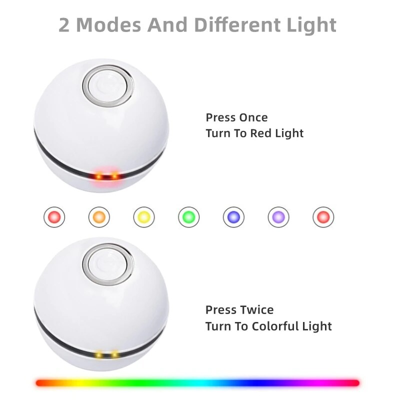 Pelota automática inteligente para gatos, interactiva, recargable por USB, con luces LED de colores y campanas de plumas, juguetes para gatos y gatitos_voghion.com