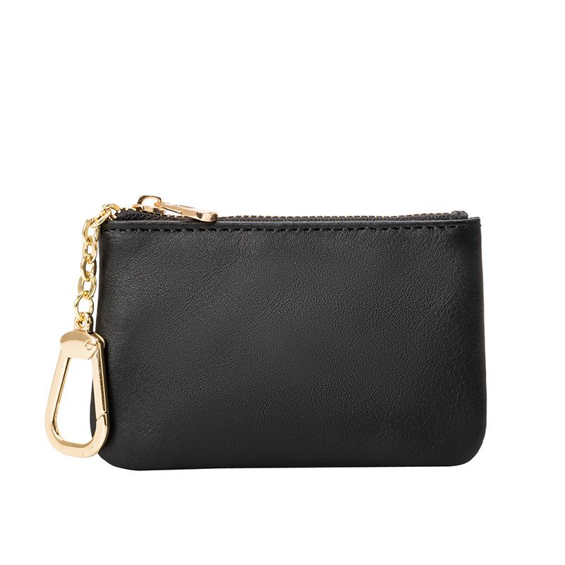 Portafoglio piccolo in vera pelle di vacchetta, semplice, mini, con cerniera, 2025, nuovo, per donna, corto, ultrasottile_voghion.com
