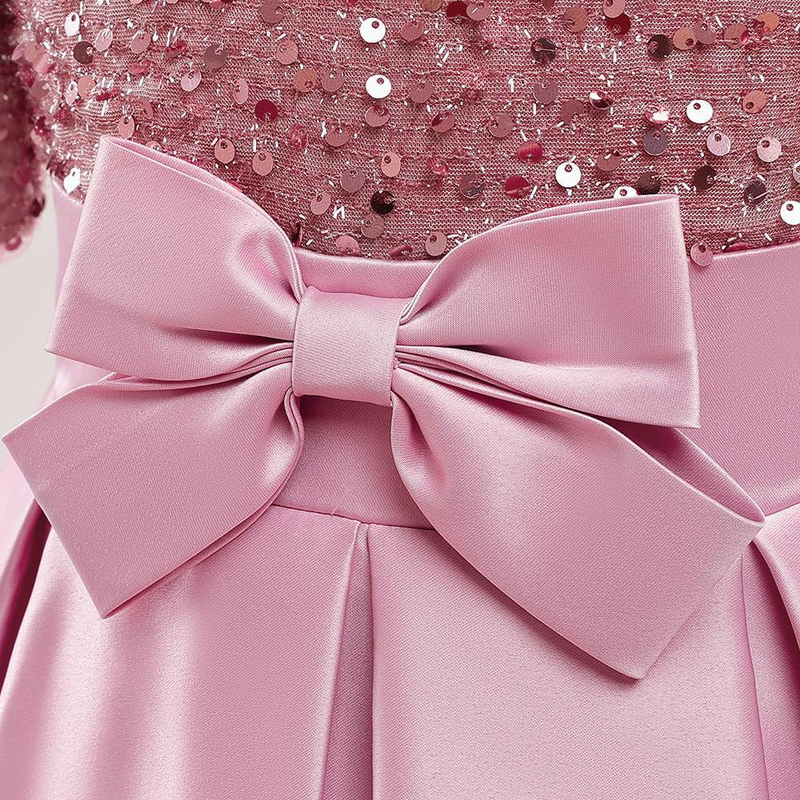 Nuovo vestito da principessa per bambine di taglia media e grande con maniche a sbuffo in glitter e gonna tutù in raso con giunture_voghion.com
