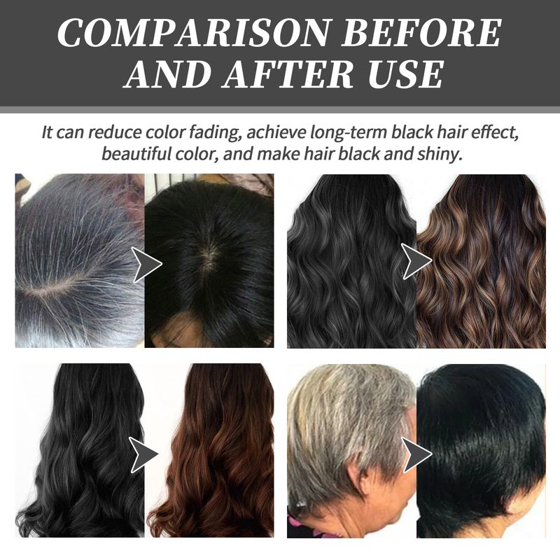Schwarze Fruchtfärbecreme mit Kamm, natürliche Abdeckung für weißes, graues Haar, sanftes, nicht reizendes Styling, lang anhaltende Haarfärbecreme_voghion.com