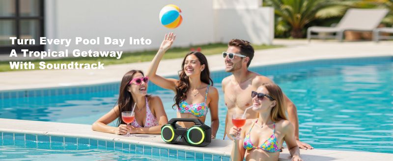 Bluetooth-Lautsprecher, 80 W, laut mit Bass, 20 Stunden Spielzeit, IPX7 wasserdicht, RGB-Lichter, TWS, kabellose Lautsprecher, für draußen, zu Hause, für Partys, am Pool, am Strand, beim Tailgating, im Fitnessstudio, als Geschenk_voghion.com