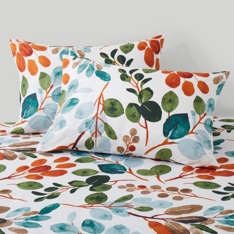 Dekbedovertrek met verse bloemen, bladeren en takken, dekbedovertrek, driedelige set van zacht polyester - gefreesde fluwelen textuur_voghion.com