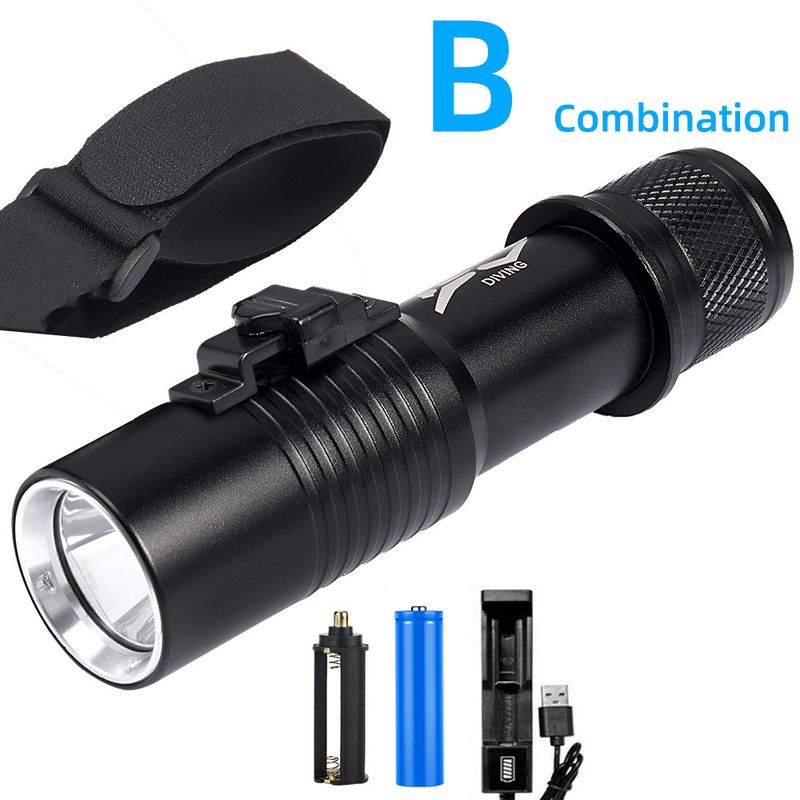 LED Magnetic Control Hand Push Wasserdichte Taschenlampe Wiederaufladbare Outdoor Notfall Aluminium Legierung Tauchen Taschenlampe_voghion.com