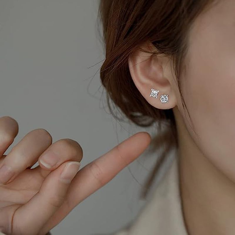 Orecchini alla moda senza orecchio in zircone, magneti in acciaio inossidabile, orecchini a clip in zircone a sei griffe, orecchini da uomo e da donna_voghion.com
