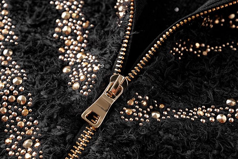 Ropa de mujer Otoño e invierno Moda de lana Chaqueta tipo cárdigan de diamantes calientes Abrigo Chaleco sin mangas Temperamento Falda de cadera Traje_voghion.com