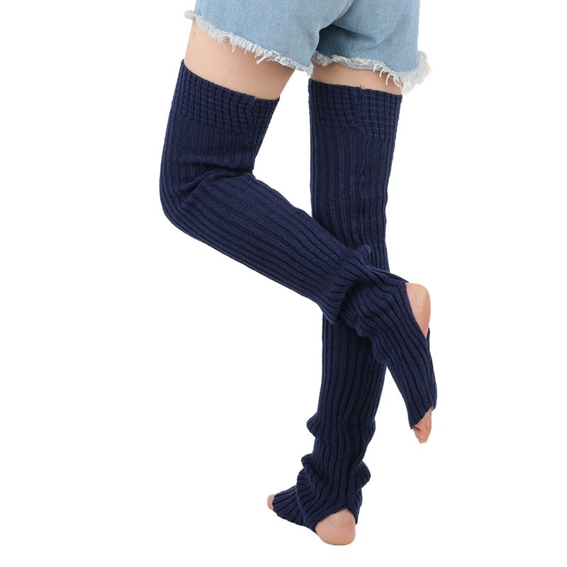 Unisex Verlängerte Woll-Beinstulpen (80 cm) Damen-Florsocken, gestrickte Woll-Beinstulpen, Ballett-Yoga-Fußwärmer_voghion.com