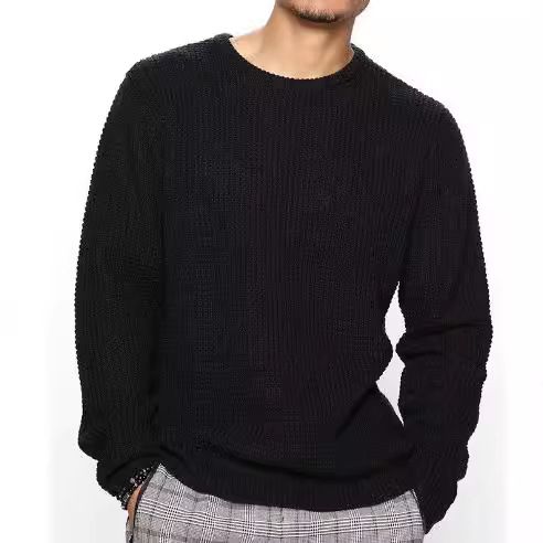Knitted Sweater New Men's Long Sleeve Round Neck Casual Loose Pullover Solid Color Top_voghion.com