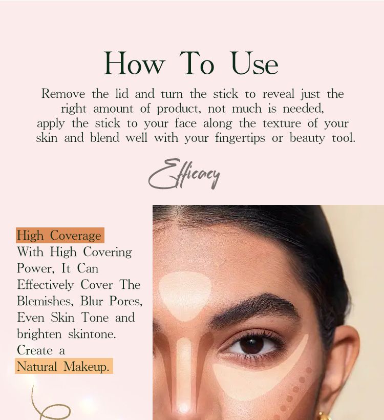 MLSMILE 6 Color Foundation Stick Waterproof And Sweat Proof Brightening Concealer Stick Light Matte Liquid Foundation_voghion.com