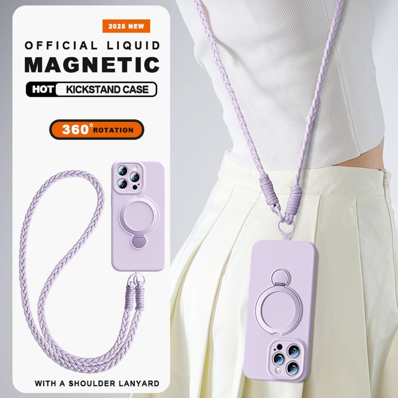 360 Liquid Silicone Magnetic Lanyard Phone Case For Iphone Plus 13 15 14 16 Pro Max Charge Strap Protector Soft_voghion.com