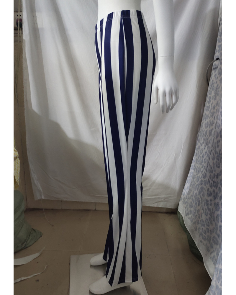 Women's Loose Wide-leg Vertical Stripe Sports Casual Pants_voghion.com