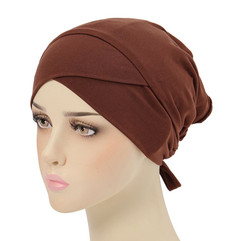new multi-color satin lining turban hat drawstring bottom hat forehead cross strap hood_voghion.com