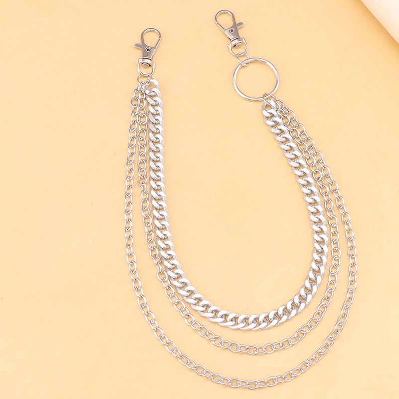 Trendy Personalisierte Hip-Hop Metallringkette, Modischer Punk-Stil, Coole Und Schöne Mehrschichtige Hosenkette Taille_voghion.com