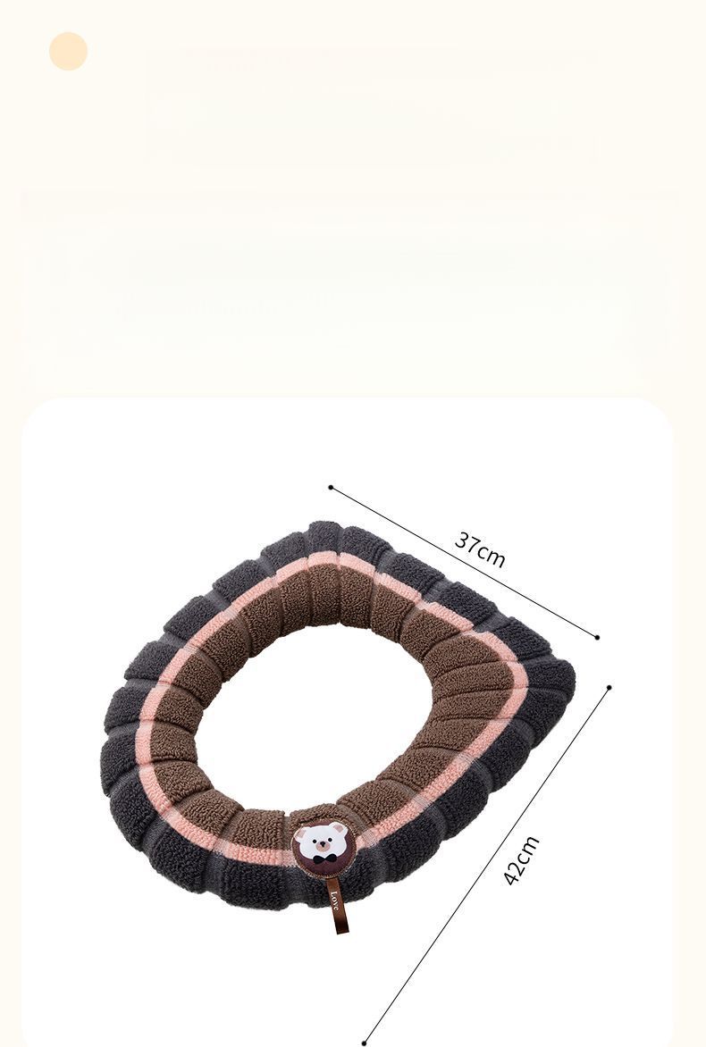 Fleece Toilet Seat Cushion All Seasons Cartoon Pattern Color Block V-Shaped U-Shaped Universal Antibacterial Clean_voghion.com