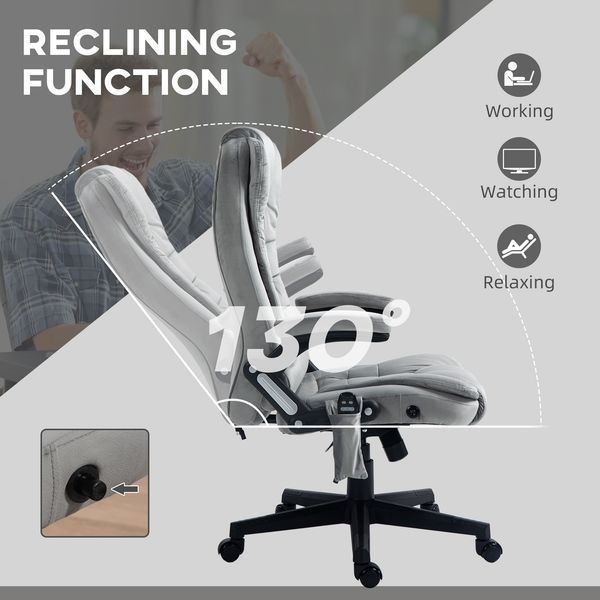 HOMCOM Vibrating Massage Office Chair With Heat, Linen High Back, Reclining, Padded Armrests, Remote, Gray_voghion.com
