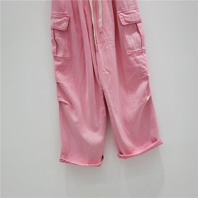 Damenbekleidung Vintage Loose Silhouette Pocket Overalls lässige Harlan-Hose für Kinder_voghion.com
