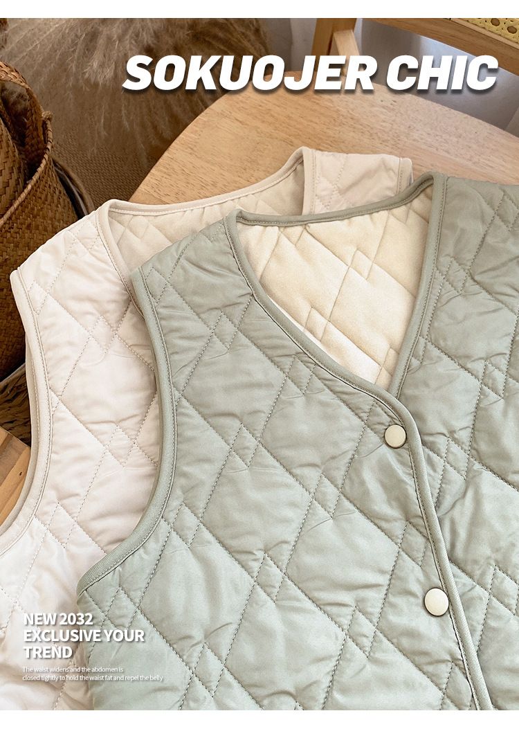 Women's Quilted Sleeveless Vest Jacket – Lightweight Winter Puffer Vest With Stand Collar, Stylish Outerwear For Casual & Layering_voghion.com