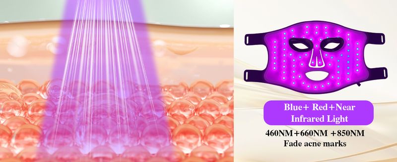 Red Light Therapy For Face, Infrared LED Face Mask Light Therapy 4 Light Waves With 850nm Near Infrared, Portable Rechargeable_voghion.com
