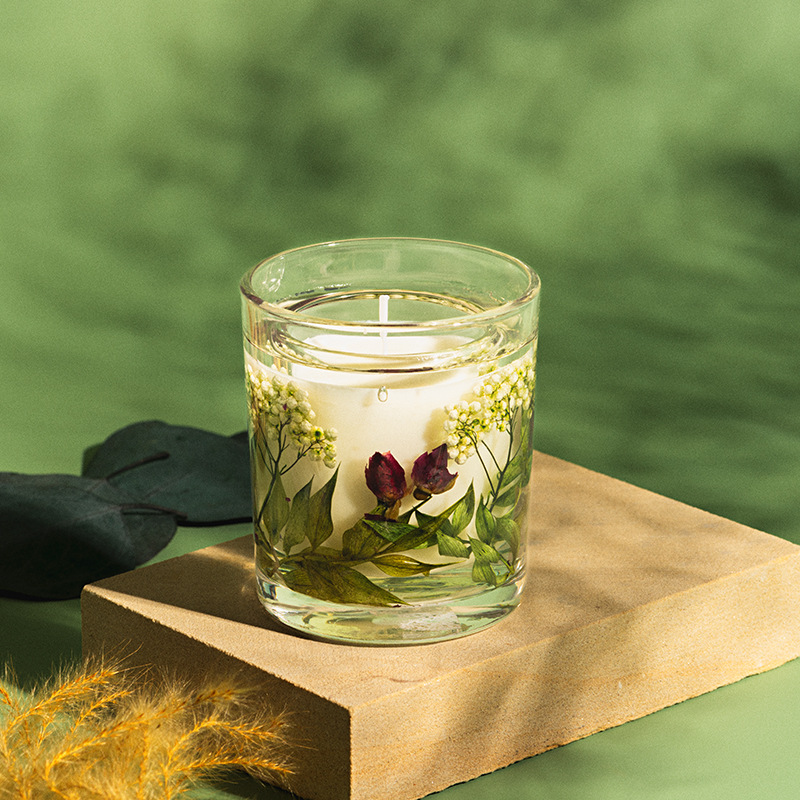 Trockenblumen-Aromatherapie-Kerze, Heimduft für den Innenbereich, romantisches und praktisches Geschenk, desodorierender und anhaltender Duft, festes Sojawachs mit Handgeschenk_voghion.com