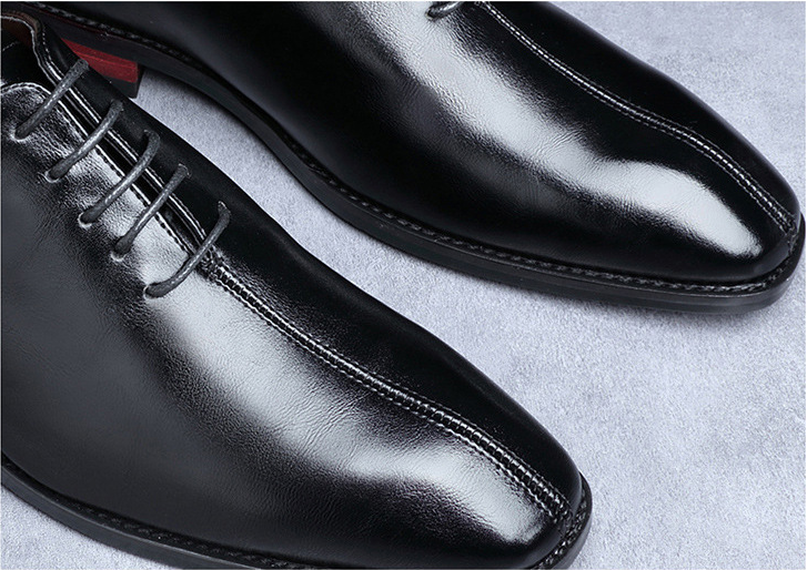 Zapatos de vestir para hombre con cordones de cuero sintético estilo bruñido para boda_voghion.com