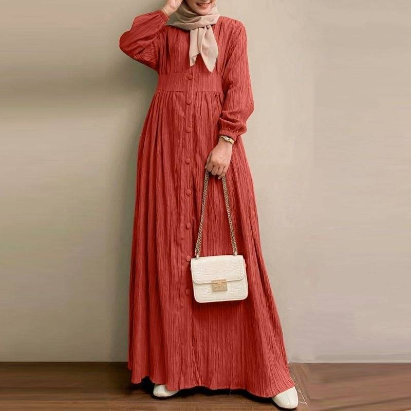 Muslimanske haljine dugih rukava, jednobojne vintage jednostavne Abaye za žene, ležerne haljine za zabave većih veličina, turska Abaya, elegantne haljine_voghion.com