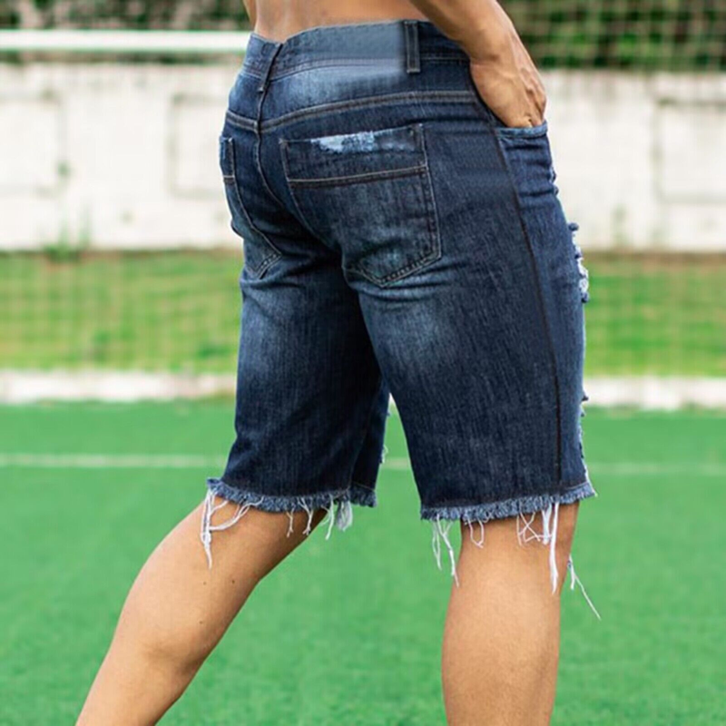 Summer New Ripped Trend Slim Stretch Fashion Jeans Men's Shorts_voghion.com