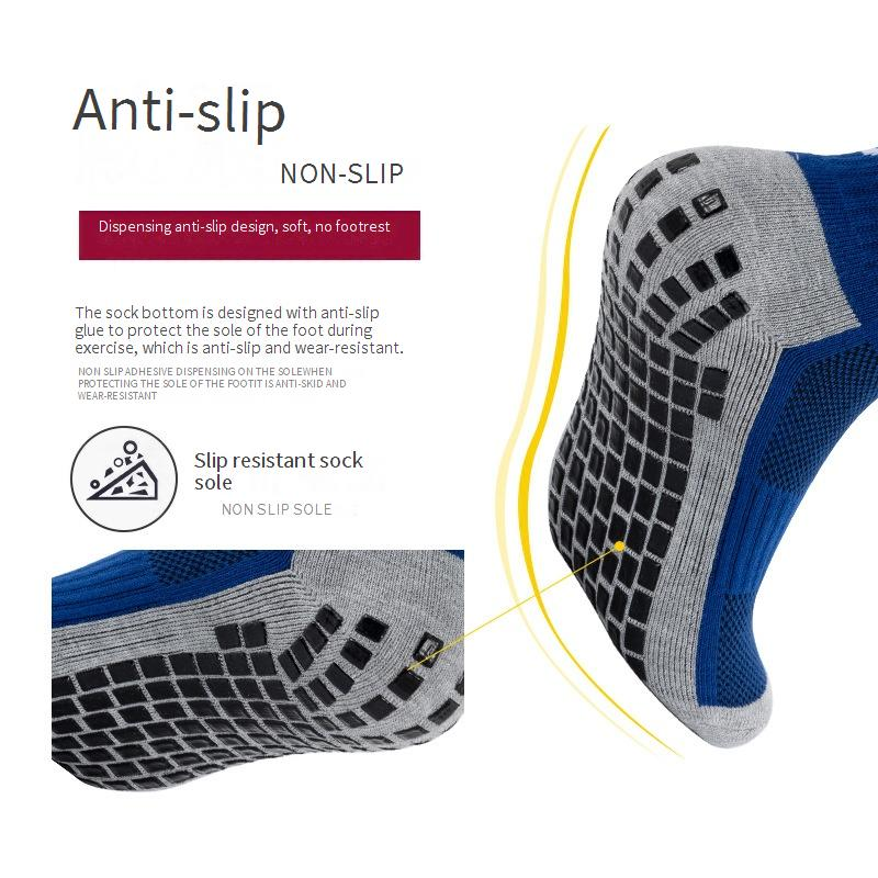 Calzini da uomo, calzini da calcio con colla, calzini sportivi antiscivolo, calze spesse con fondo in asciugamano, calzini da allenamento per studenti_voghion.com