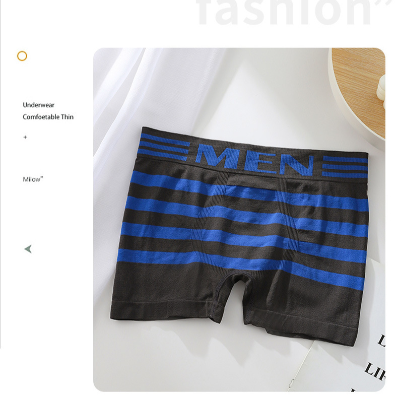 Boxer antibactérien pour homme, taille moyenne, rayé, sans coutures, en nylon_voghion.com