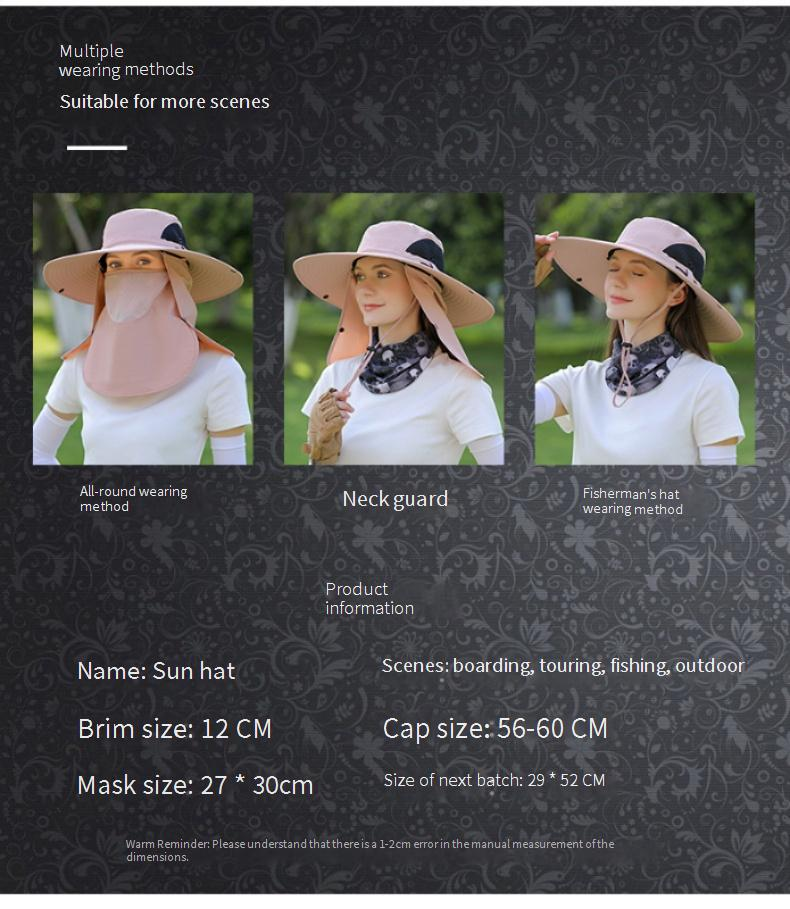 Women's 12CM Wide Brim Sun Hat - UPF 50+ Full Face & Neck Protection For Hiking & Travel (Summer Outdoor Essential)_voghion.com