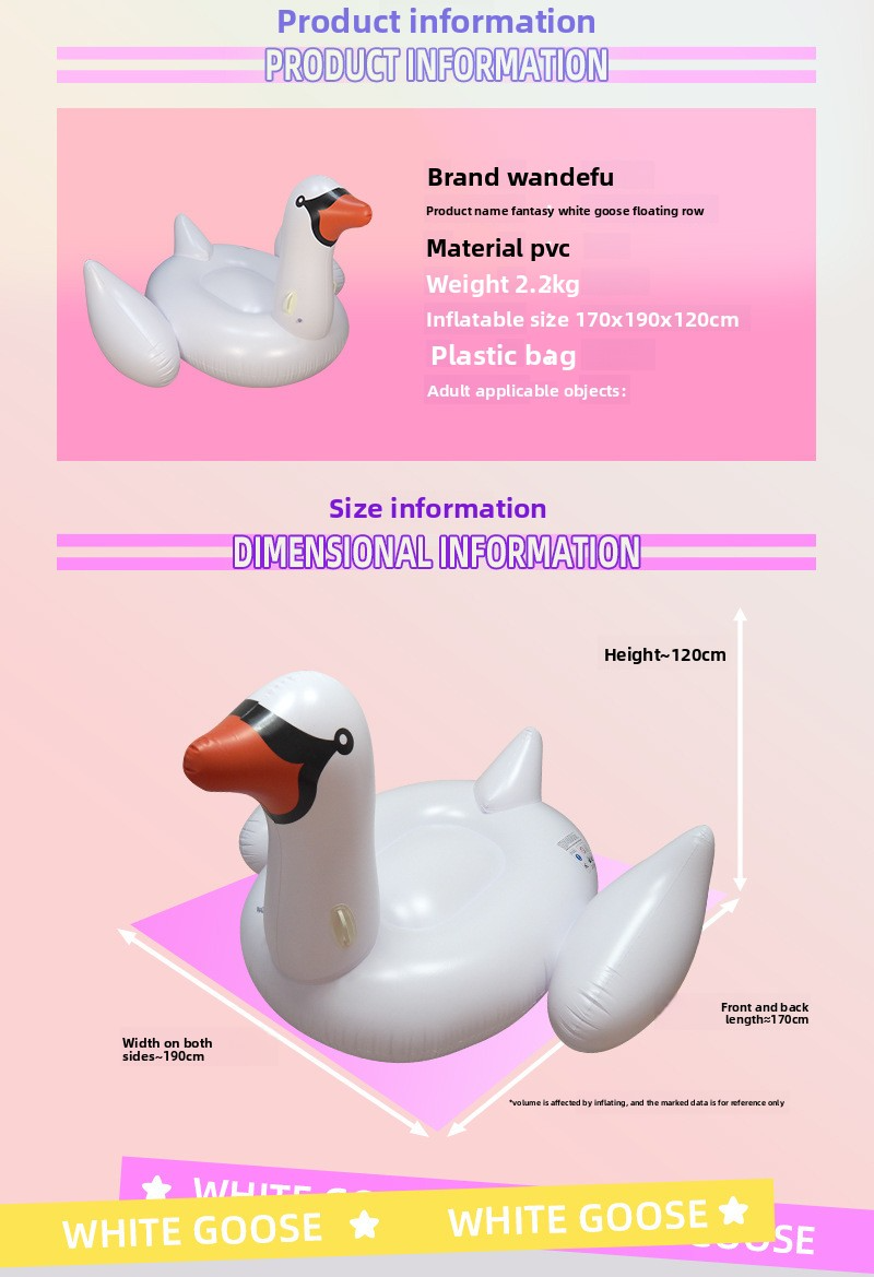 Inflatable Swan Ride-On Pool Float - Giant White Goose Lounge Chair For Adults (150cm Heavy-Duty PVC Comfortable Seat Summer Party Essential)_voghion.com