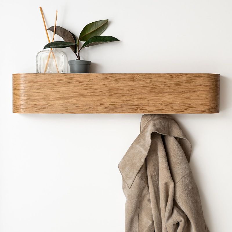 Wall-Mounted Coat Rack – Solid Wood Entryway Hanger With 5 Hooks, Modern Minimalist Shelf For Keys & Hats (No Drilling Required)_voghion.com