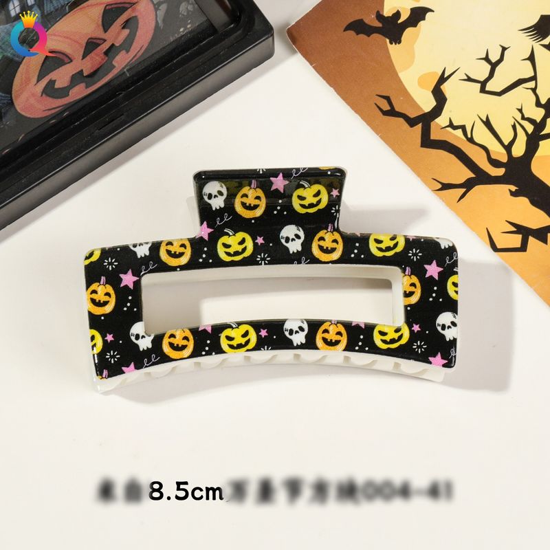Mehrere Muster und Farben zur Auswahl. Halloween-Kürbis-Totenkopf-Hexe, 8,5–10,5 cm, UV-Druck, quadratischer Clip, Kopfschmuck für Mädchen_voghion.com