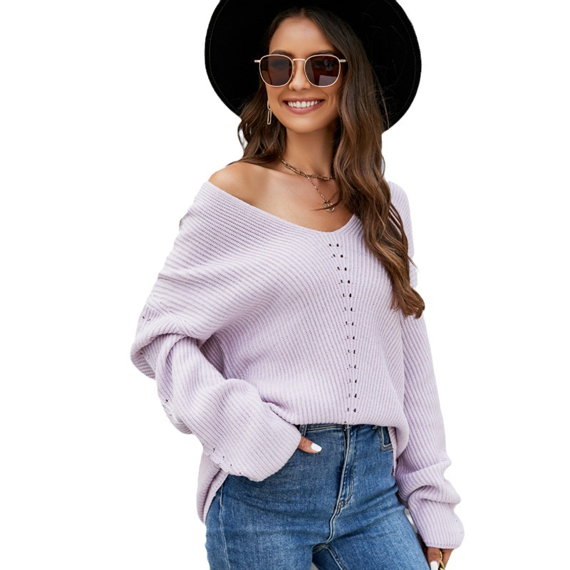 Maglione dolcevita lavorato a maglia da donna, tinta unita, a maniche lunghe, con fondo lavorato a maglia_voghion.com