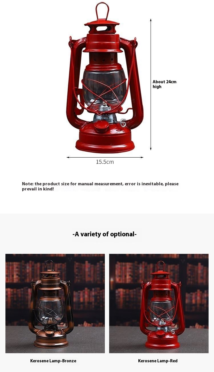 Portable Lantern Glass Kerosene For Home Bedroom Camping Hanging Iron Art Retro Decorative Lamp Prop_voghion.com