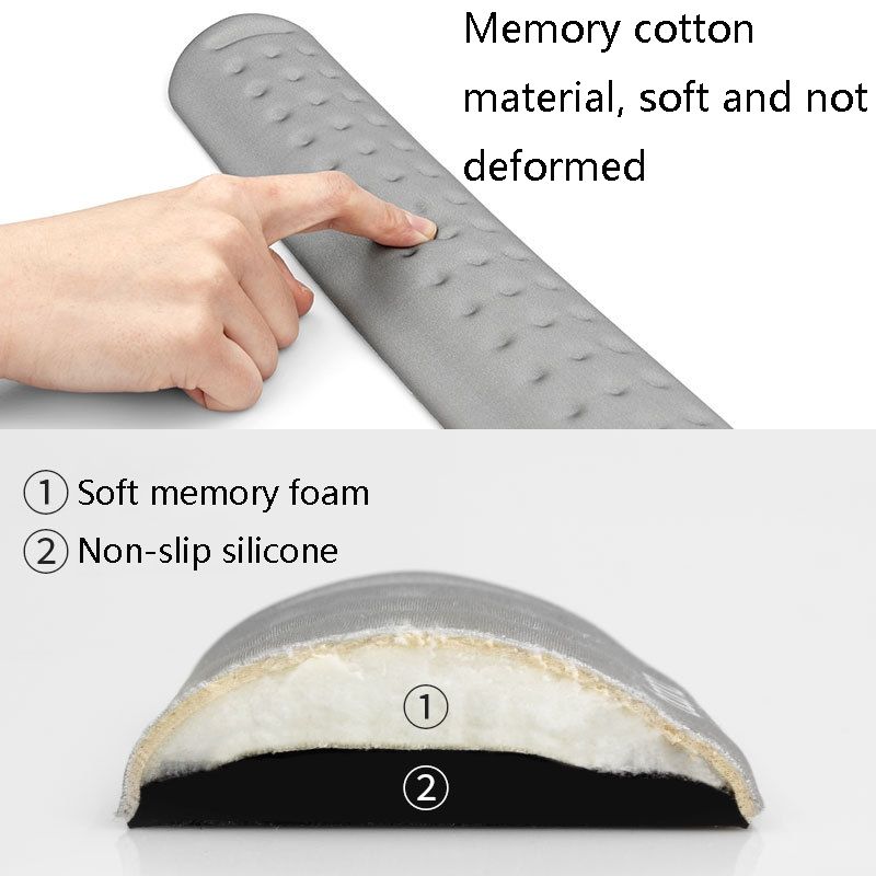 Tappetino per tastiera e mouse in silicone memory cotton con foro per massaggio, stile: grande poggia tastiera (nero)_voghion.com
