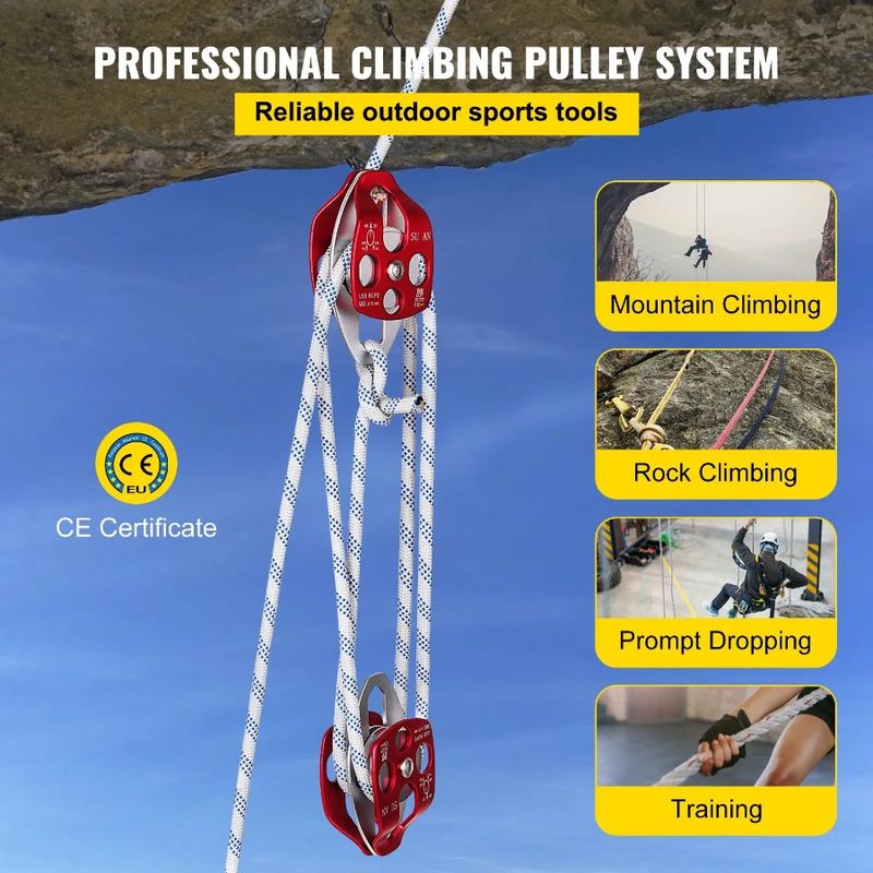 Rope Rigging Block Sheave 2 With Block Double Tackle 1 Twin X Sheave And Braid 100Ft Twin 66007705LBS Pulley 3035KN_voghion.com