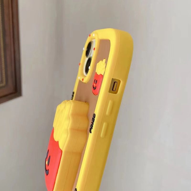 Zabaven 3D silikonski nosilec za krompirček in burger za par telefonov za iPhone 15 Pro Max 14 13 11 12 z držalom in stojalom_voghion.com
