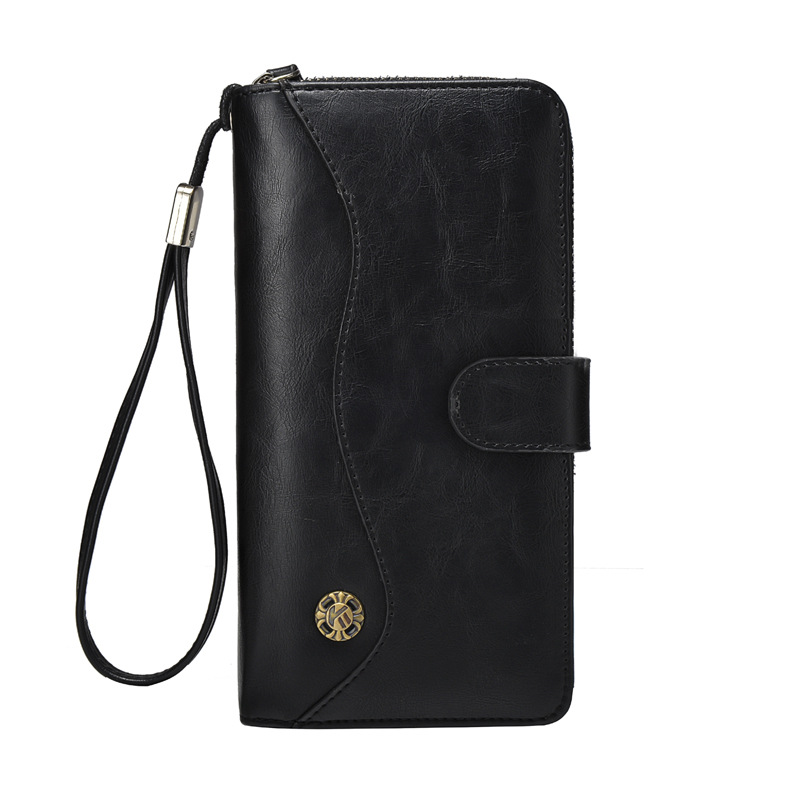 Cartera larga para hombre, bolso de mano multifuncional con hebilla para teléfono, muy popular_voghion.com