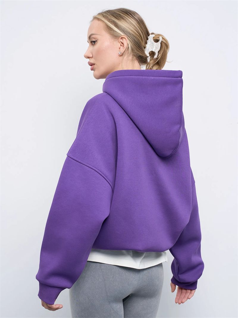 Cropped Hoodie With Drawstring Waist – Oversized Streetwear Pullover With Kangaroo Pocket (S-XL, 7 Colors)_voghion.com