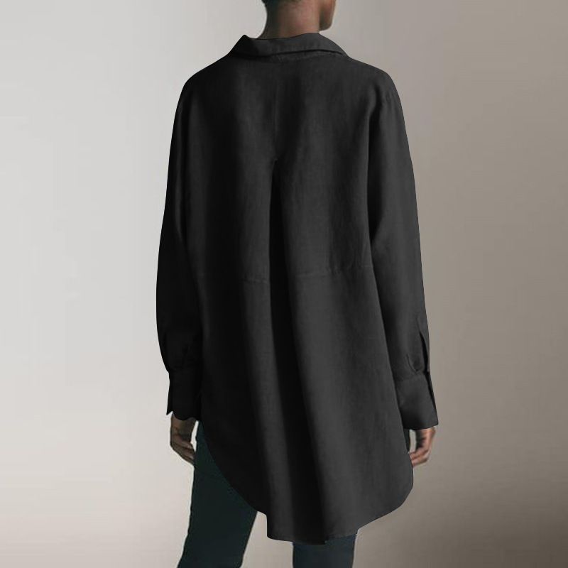 Women's formal retro buttoned shirt tunic top oversized loose shirt_voghion.com