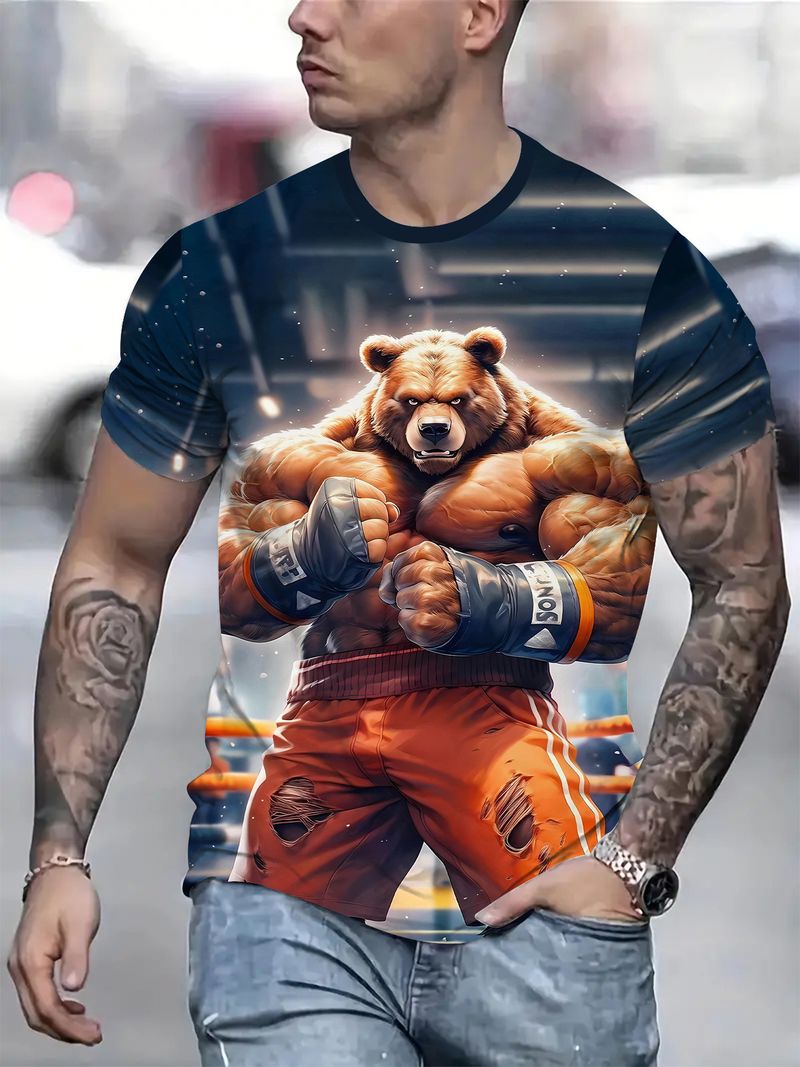 Ongeëvenaarde kwaliteit 2025 nieuw, hot selling 3D digitaal geprint heren T-shirt met dierenkarakterpatroon TK_voghion.com
