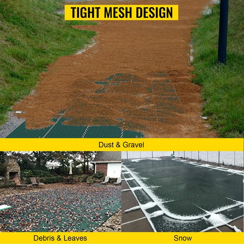 VEVOR Pool Safety Cover Fits 14x26ft Rectangle Inground Safety Pool Cover Green Mesh Solid Pool Safety Cover For Swimming Pool Winter Safety Cover_voghion.com