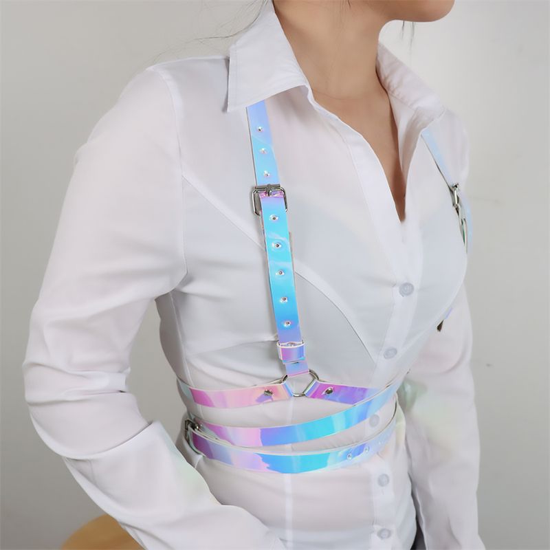 Frauen Sexy Body Harness Rave Gürtel Leder Dessous Brust Harness Korsett Goth Fetisch Kleidung Festival Outfit Femboy Hosenträger_voghion.com