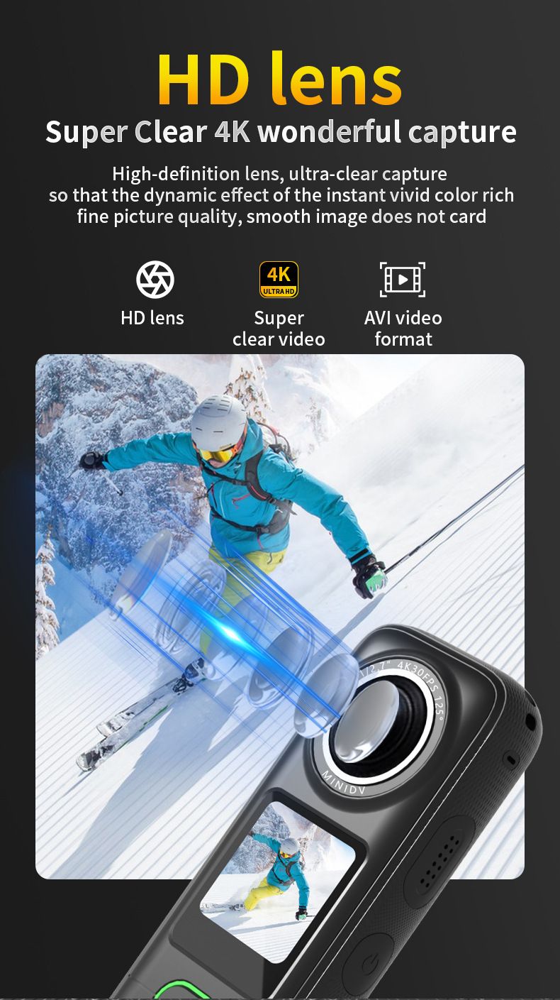 【High Quality】 4K HD Action Camera Motorcycle Driving Recorder Outdoor Helmet Riding Photography Video_voghion.com
