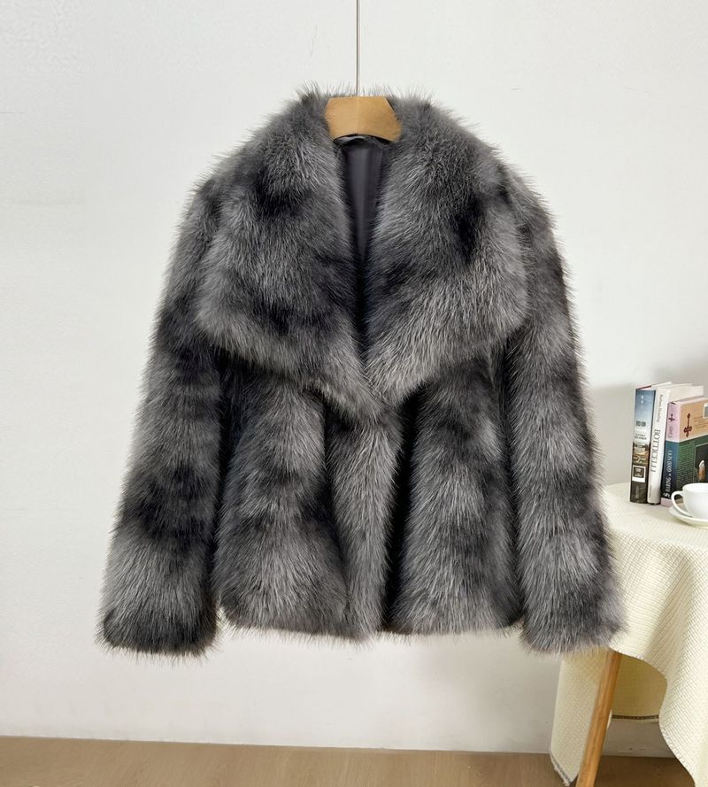 Damenbekleidung Beliebte Kunstpelz Großes Revers Damenoberteile Großes Fell Warmes Temperament Prominenter Lockerer Mantel_voghion.com