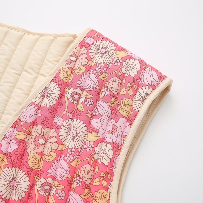 Vêtements pour femmes 2024 été nouvel article petit gilet en coton double face à motif floral_voghion.com