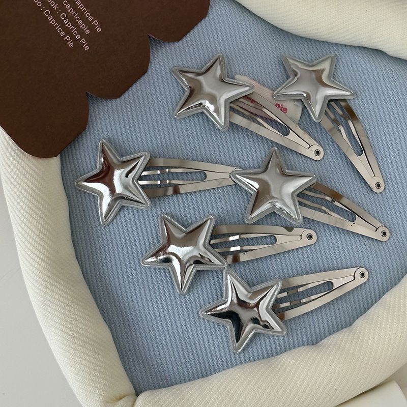 Y2K Süße Coole Stil Haar Karten Einfache Mädchen Pentagramm Grundlegende Metall BB Clip Pony_voghion.com