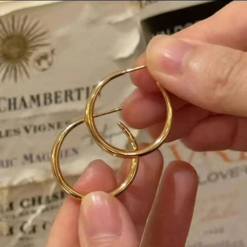 Nuova tendenza moda minimalista color oro, orecchini a cerchio semplici, versatili ed eleganti di alta qualità per le donne_voghion.com