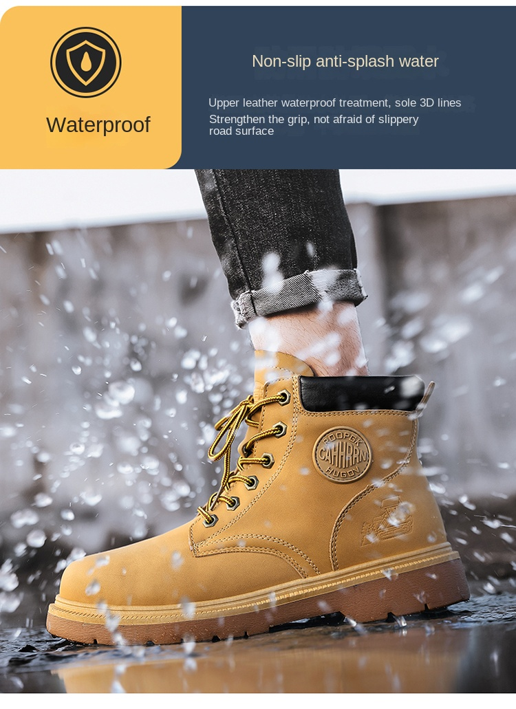 Motorcycle Boots, Steel Toe, Labor Protection Safety Shoes, Military Boots, Construction Site Rhubarb Boots_voghion.com