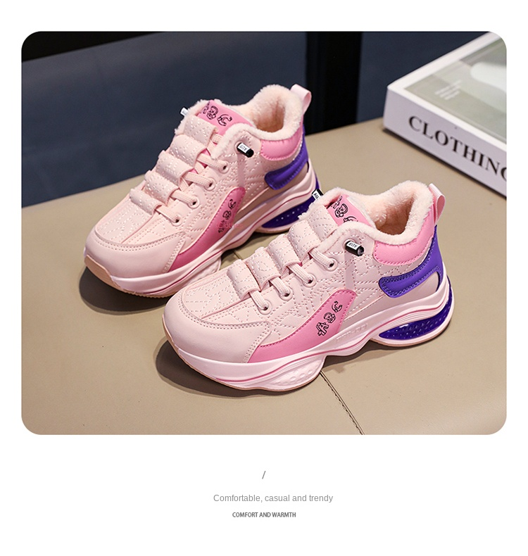 Fleece Sneakers Casual Shoes Warm Thick Sole Men's And Women's Shoes Children's Fashion Shoes_voghion.com