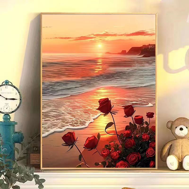 DIY Digital Oil Painting Rose Tulip Camellia Flower Decoration Painting_voghion.com